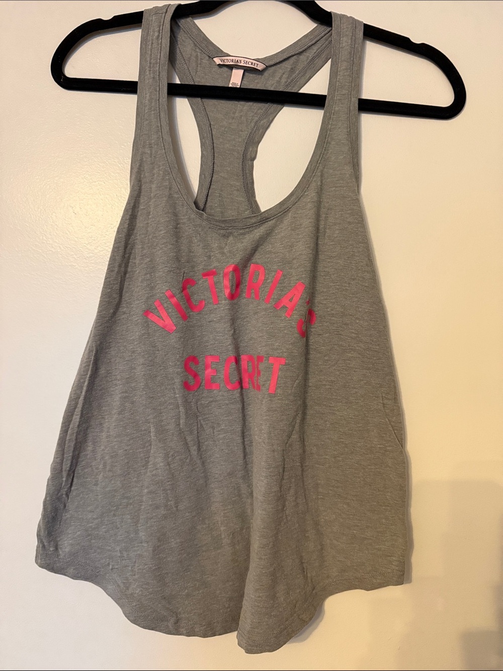 Victoria's Secret Gray Tank Top with Hot Pink Logo